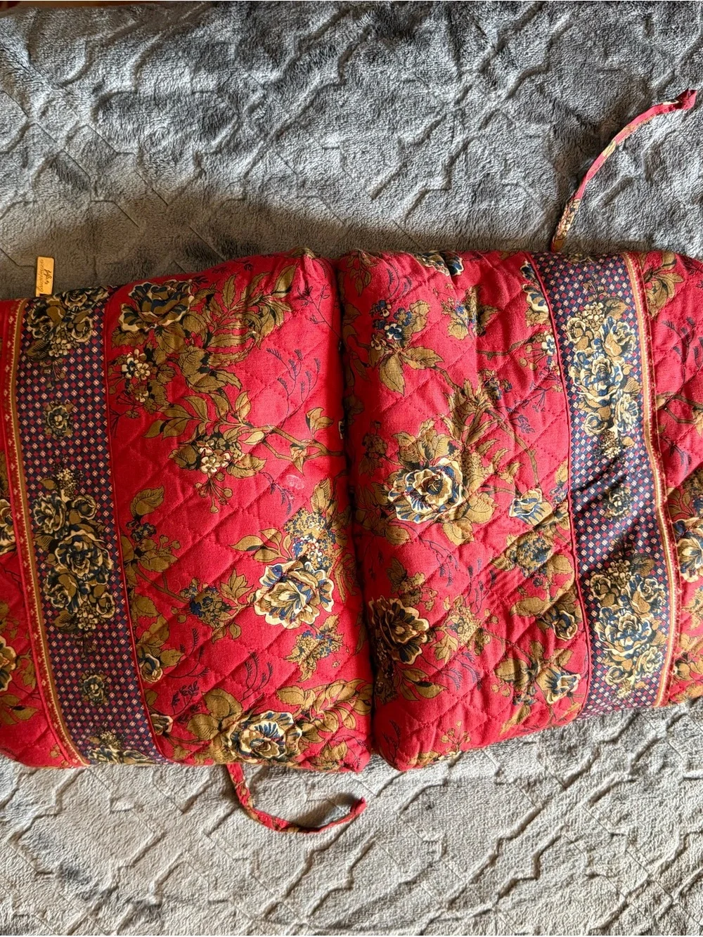 Quilted Floral Red Tote Bag